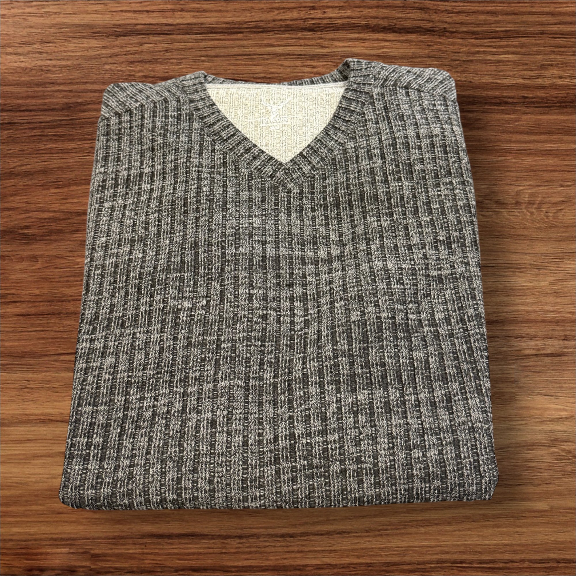 LS RIB KNIT VNECK - BLACK