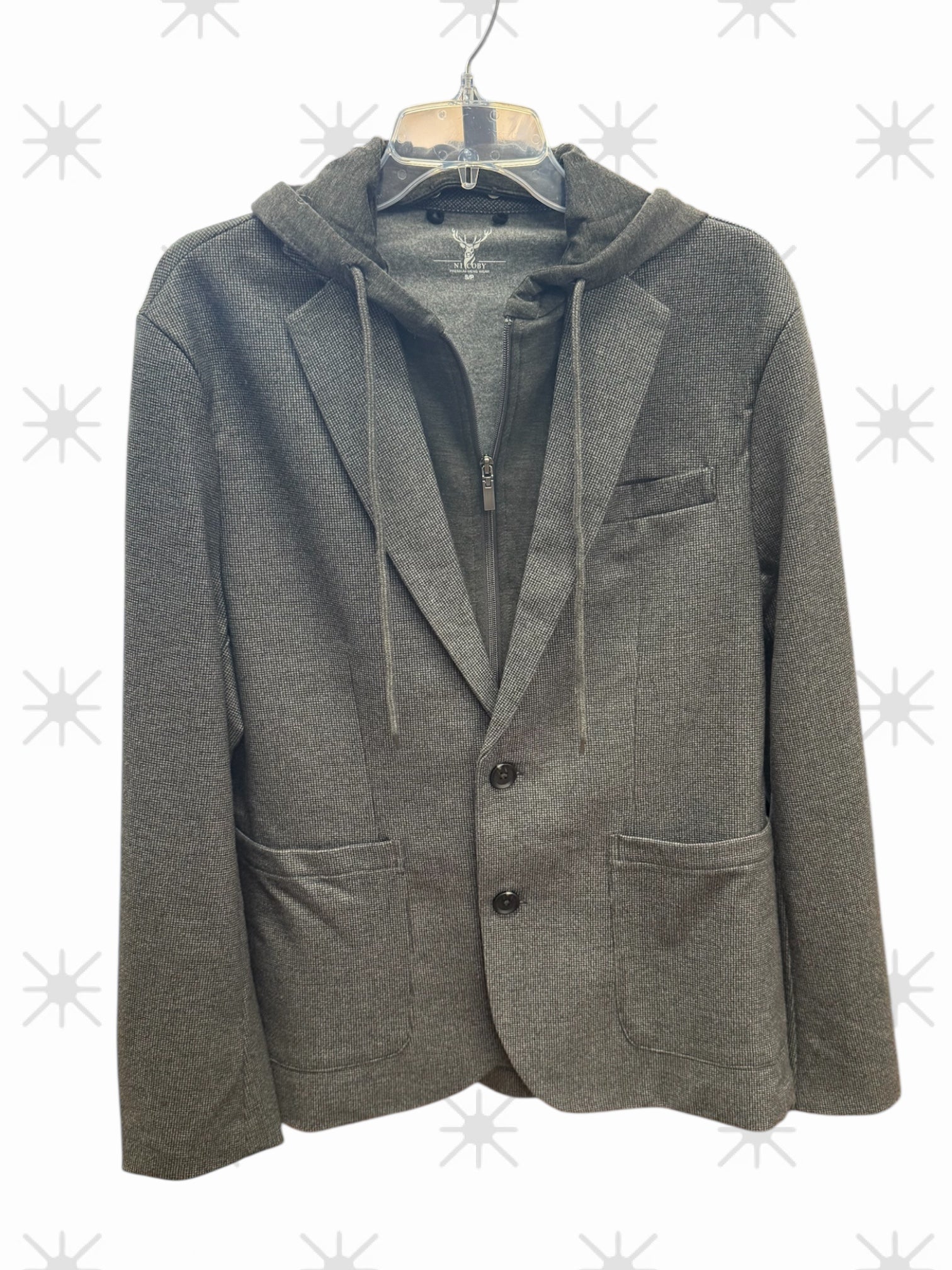 HOODED BLAZER - CHARCOAL