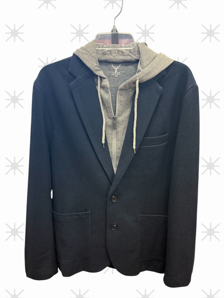 HOODED BLAZER - NAVY