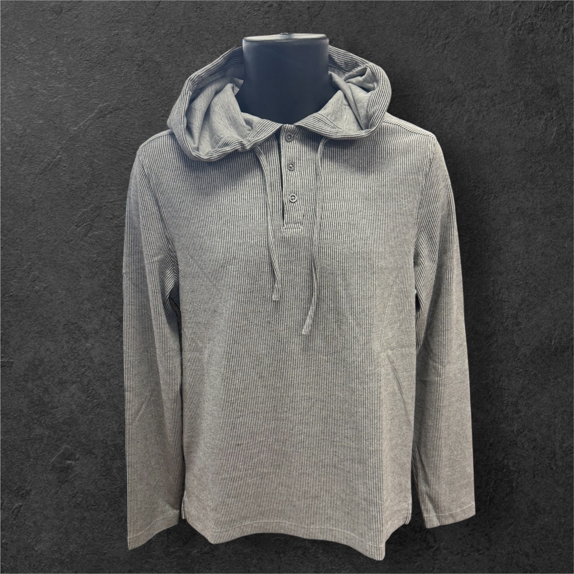 MELANGE STRIPE HOOD - GREY