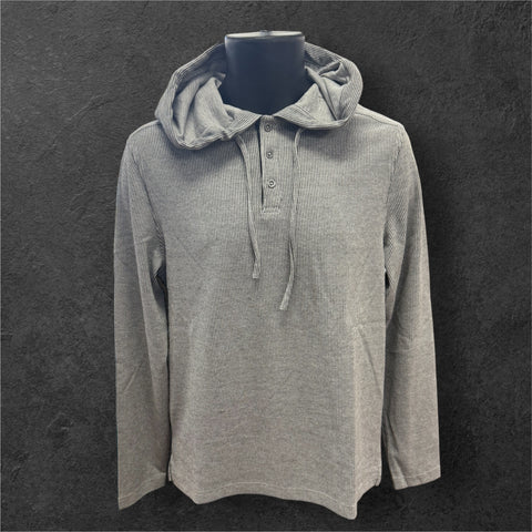 MELANGE STRIPE HOOD - GREY