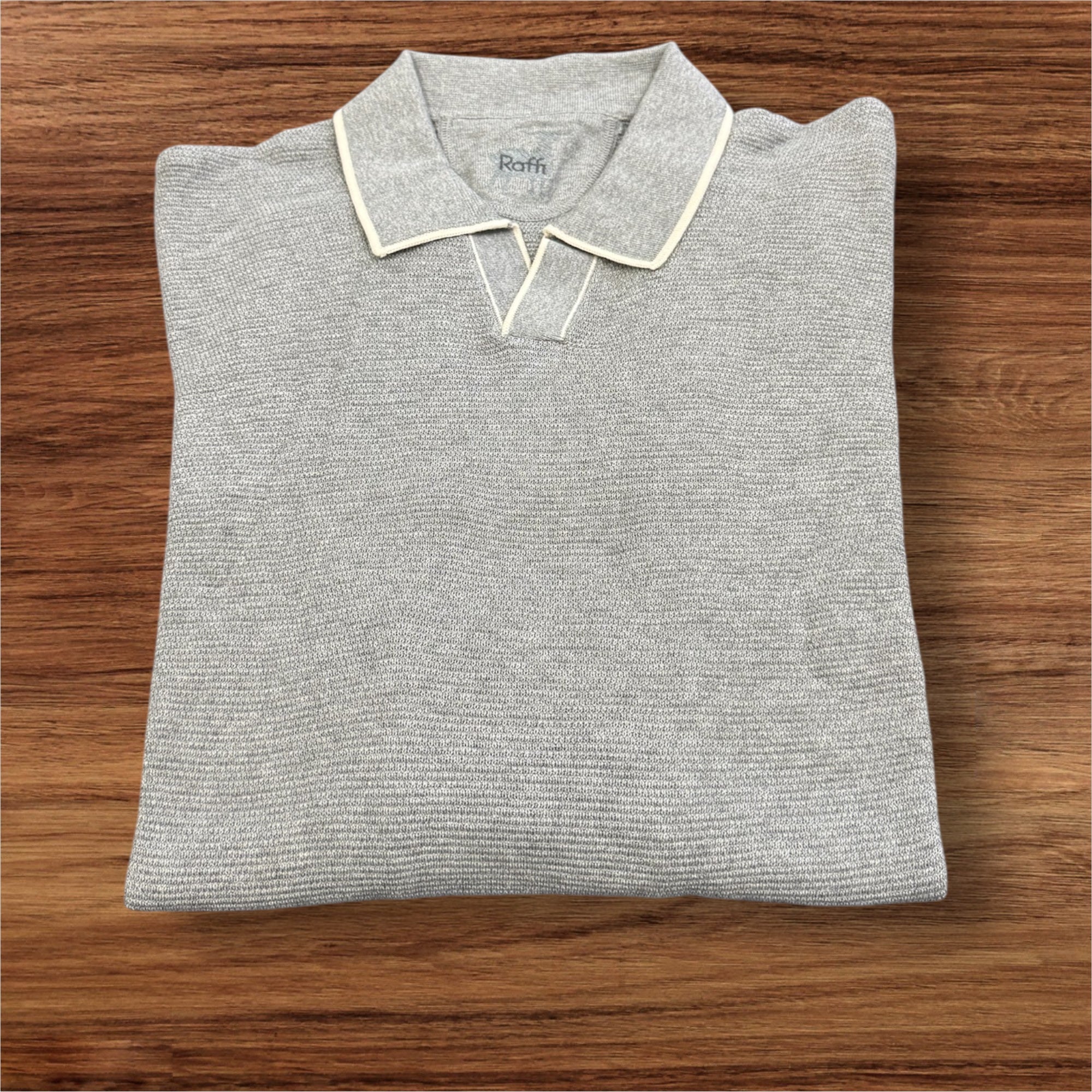 LS SILK/COTTON  COLLAR POLO - GREY