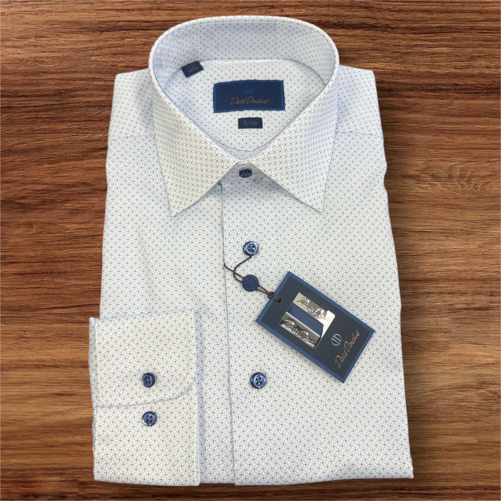TRIM FIT 2/3 SHIRT - WHT/BLUE