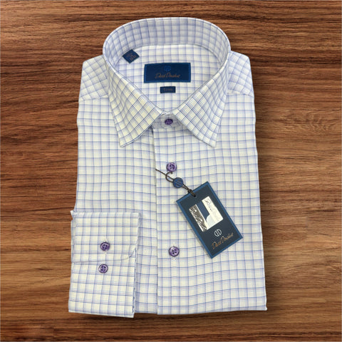 TRIM FIT 4/5 SHIRT - WHT/LILAC