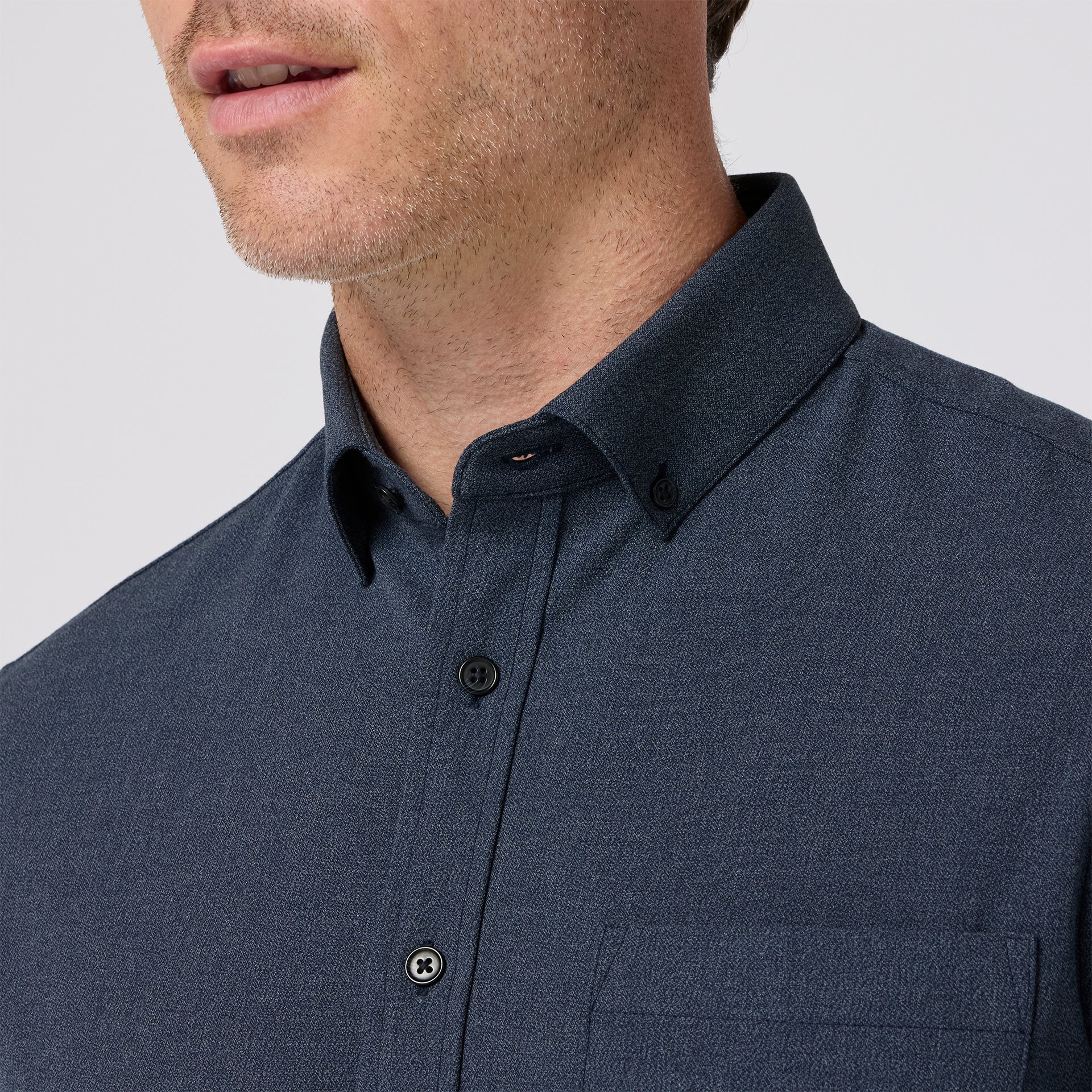 TRIM FIT CITY FLANNEL HEATHER - NAVY