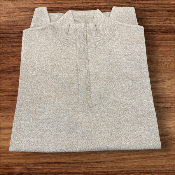WOOL QUARTER ZIP - CAMEL