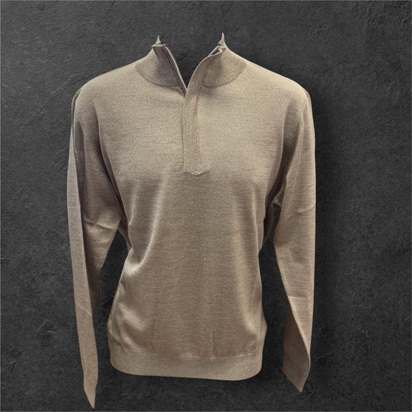 WOOL QUARTER ZIP - CAMEL