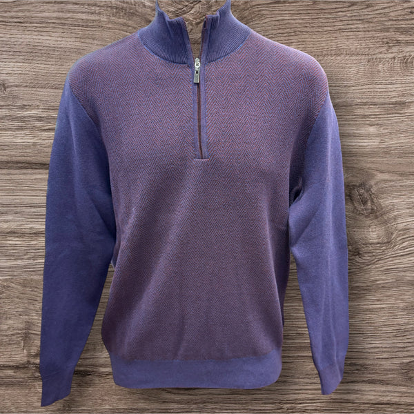 QUARTER ZIP SWEATER - PLUM