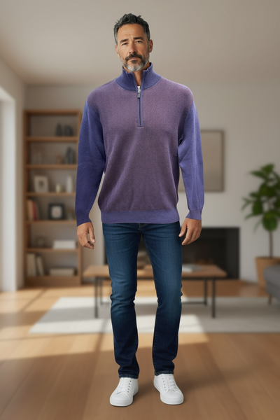 QUARTER ZIP SWEATER - PLUM