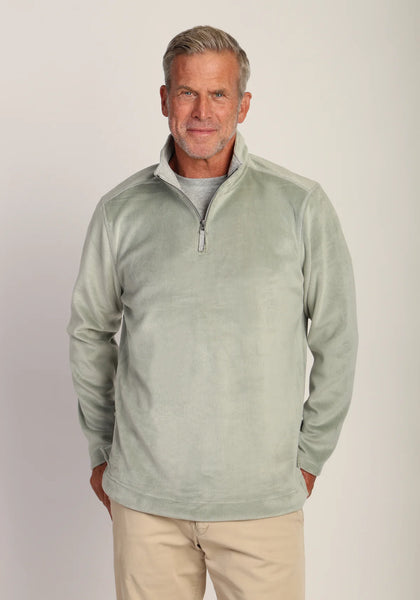 SUEDED CORD 1/4 ZIP - SAGE
