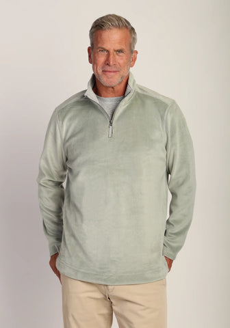 SUEDED CORD 1/4 ZIP - SAGE