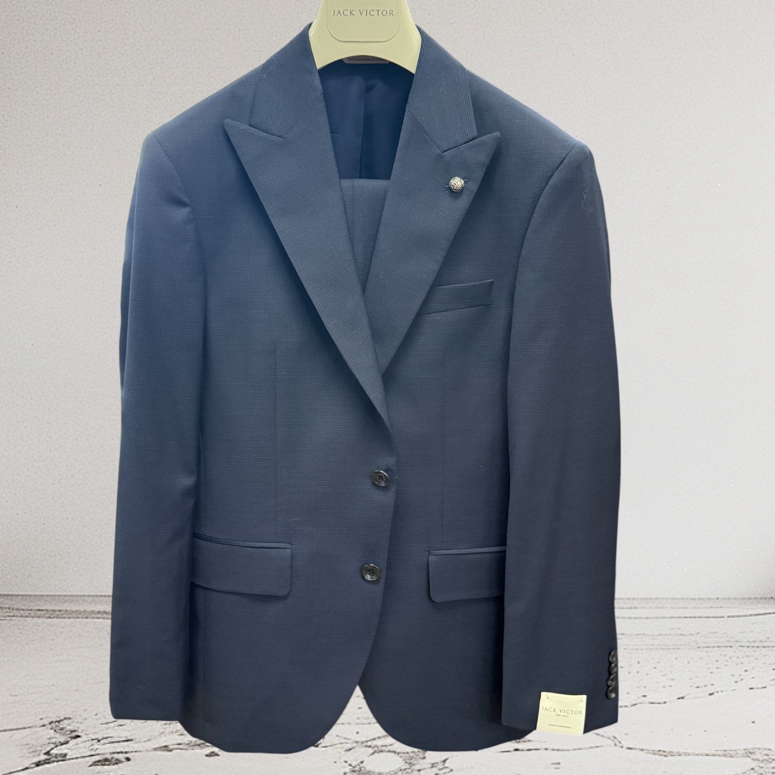 PEAK LAPEL WOOL SUIT - NAVY