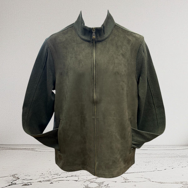 SUEDE FULL ZIP JACKET - BROWN