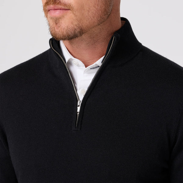 1/4 ZIP SWEATER - BLACK