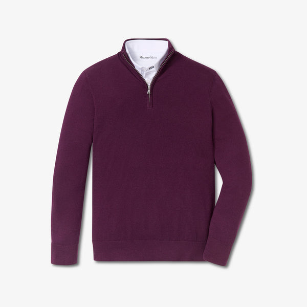 1/4 ZIP SWEATER - EGGPLANT