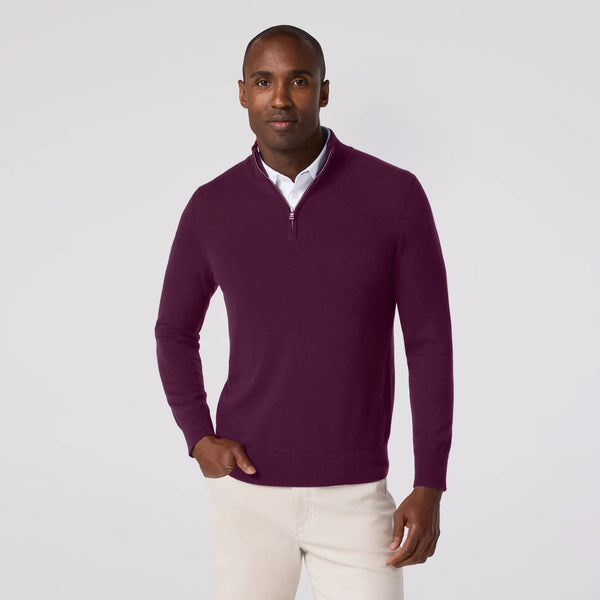 1/4 ZIP SWEATER - EGGPLANT