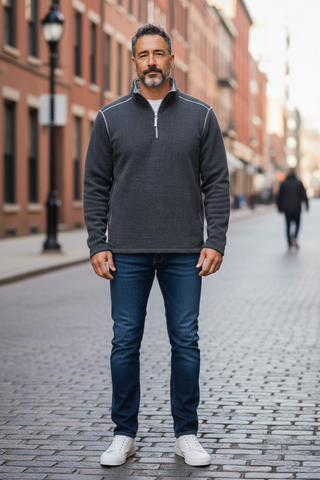CHENILLE LUX 1/4 ZIP - CHARCOAL