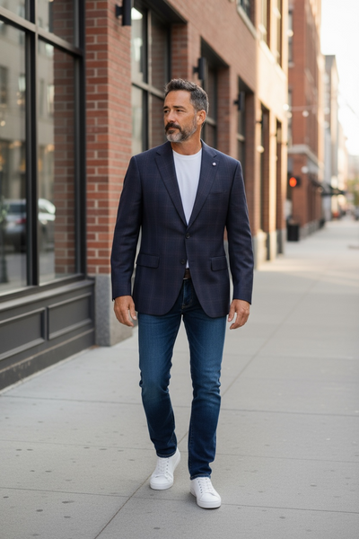 SUPER 130`S PLAID BLAZER - BURG