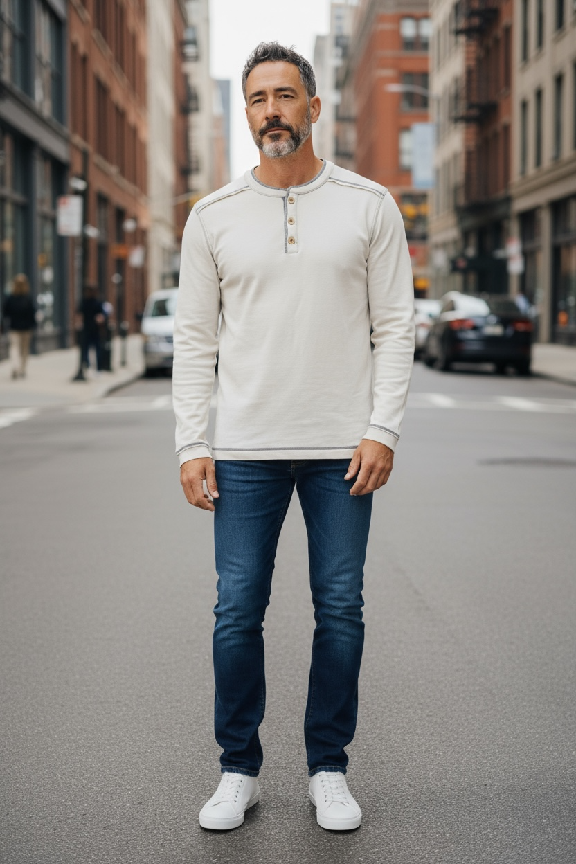 SUPER SOFT FLEECY HENLEY - NATURAL