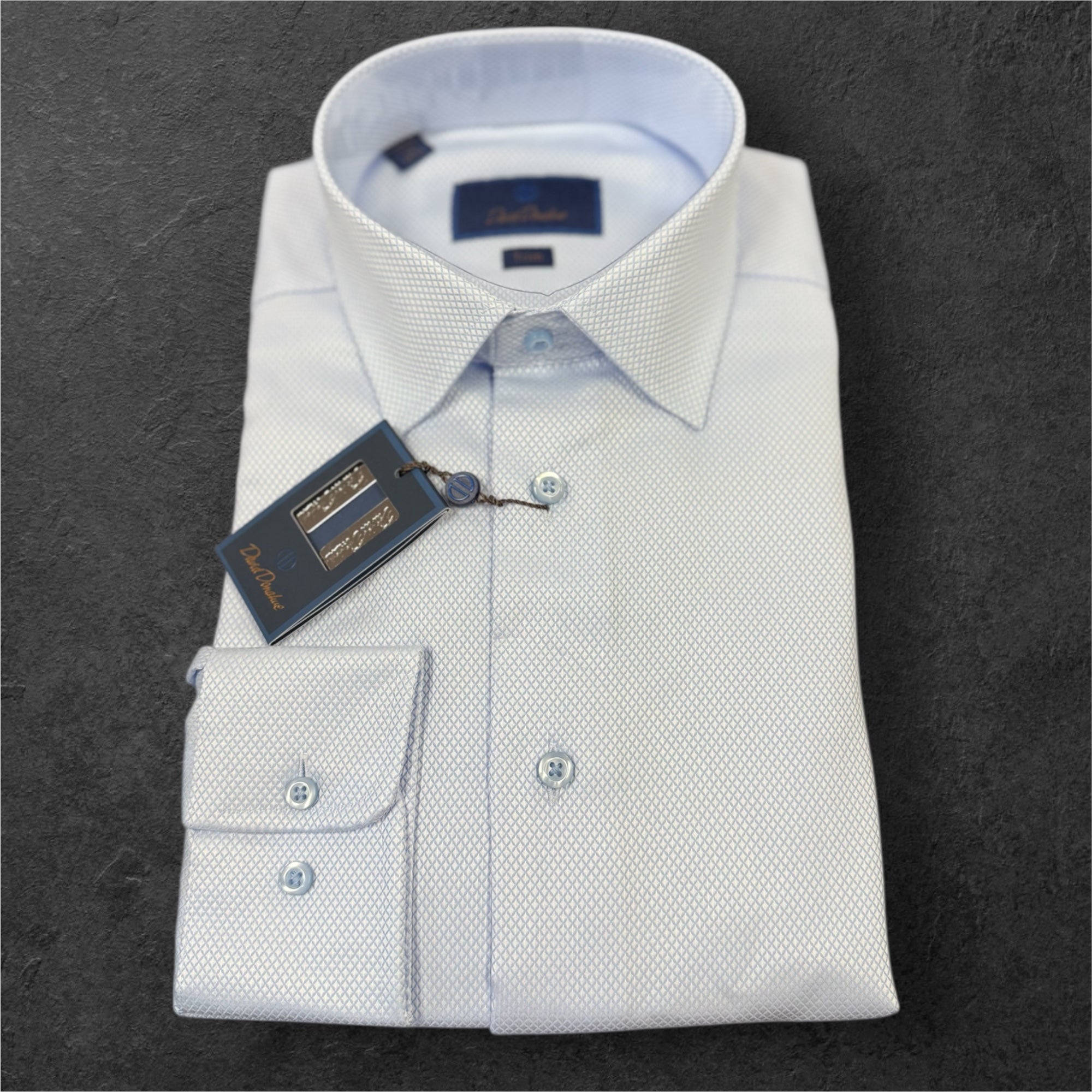 TRIM FIT DOBBY 4/5 SHIRT - SKY