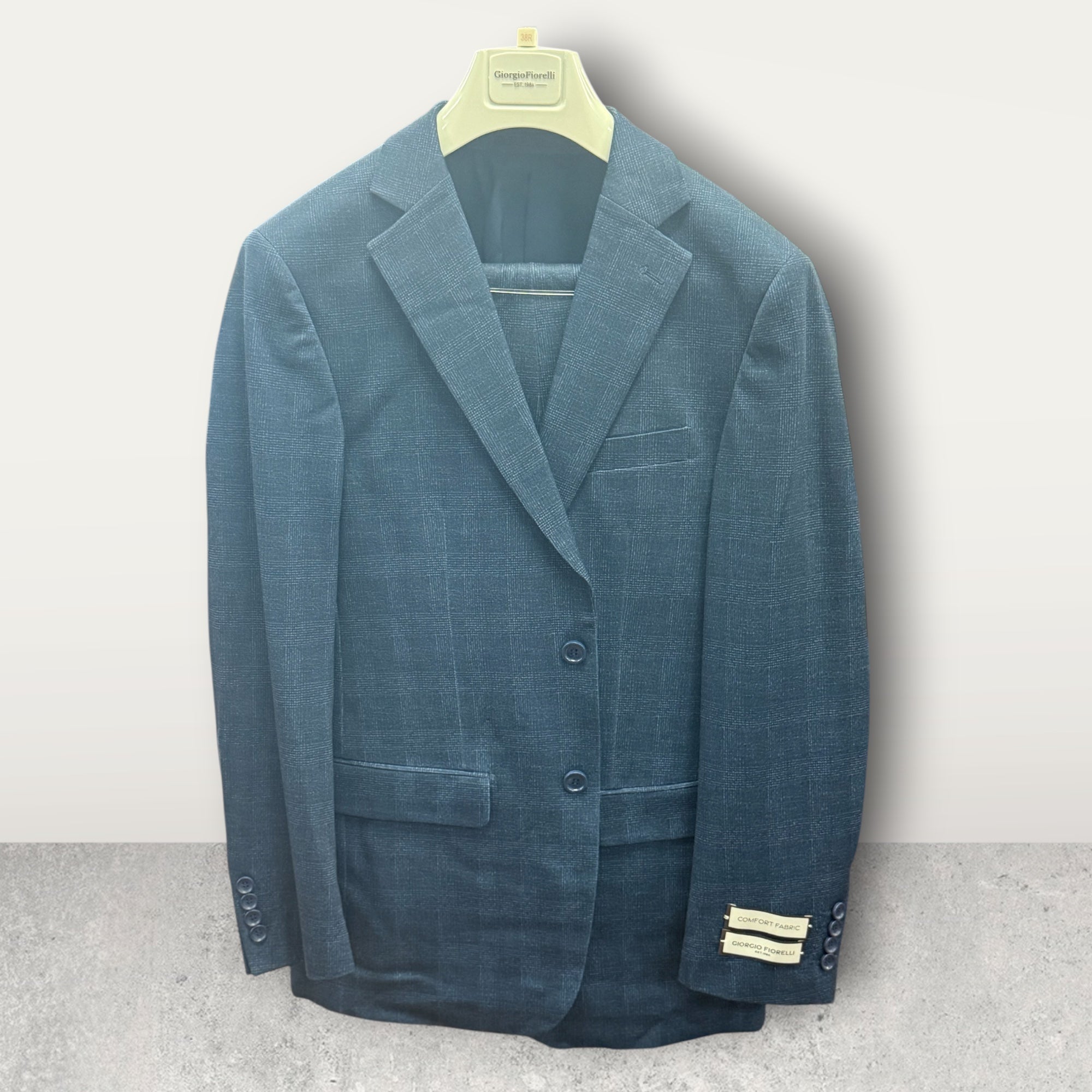 STRETCH SUIT WINDOWPANE - BLUE