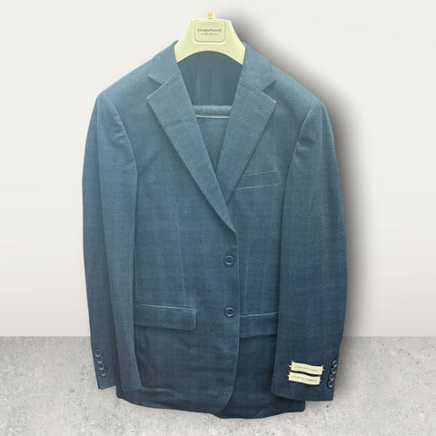 STRETCH SUIT WINDOWPANE - BLUE