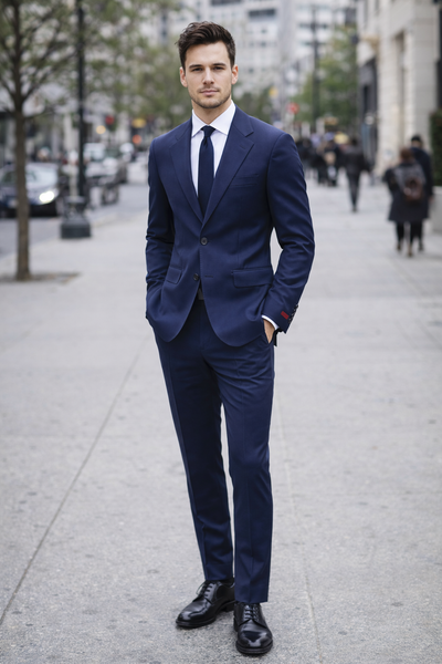 WOOL FASHION SLIM SUIT - BLUE