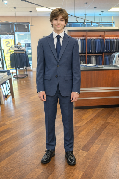 BOYS ARTIE 100%WOOL SUIT - SLATE BLUE