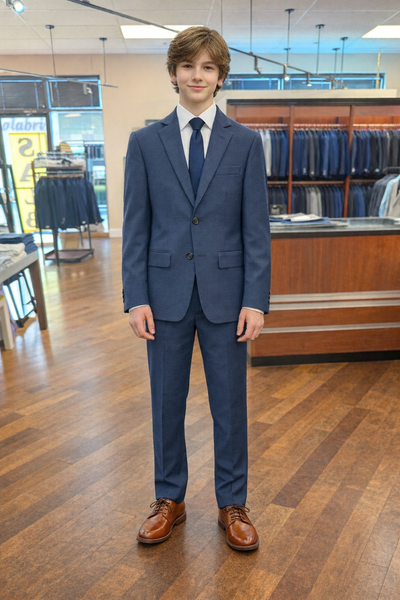 BOYS ARTIE 100%WOOL SUIT - SLATE BLUE