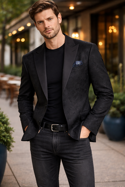 FLORAL DINNER JACKET - BLACK