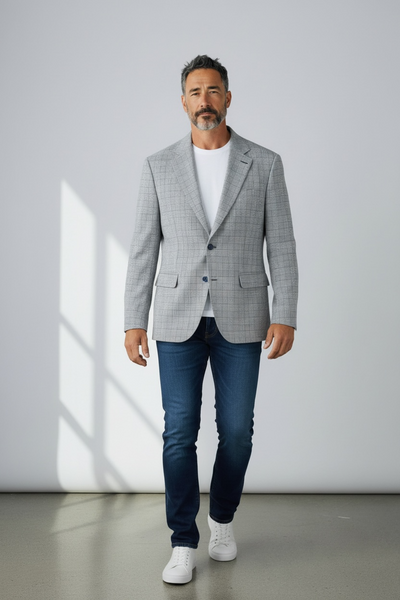 CHARLES SEERSUCKAH - NAVY/GREY