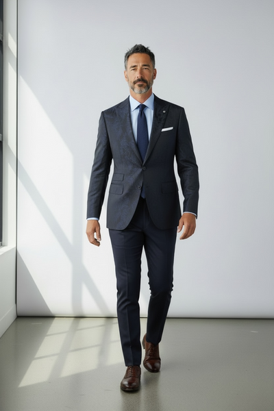 PEAKY PAISLY PEAK DINNER JACKET - NAVY