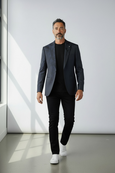 PEAKY PAISLY PEAK DINNER JACKET - NAVY