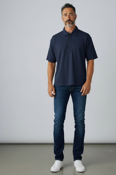 DRESSY HARD COLLAR POLO - NAVY