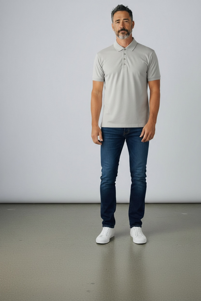 DRESSY HARD COLLAR POLO - SILVER