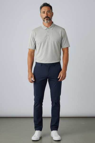 DRESSY HARD COLLAR POLO - SILVER
