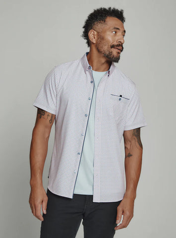 MONROE SS PERFORMANCE BUTTON UP - CORAL