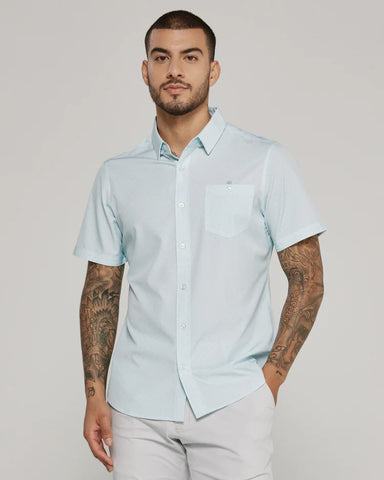 LEVEN SS PERFORMANCE BUTTON UP - MINT