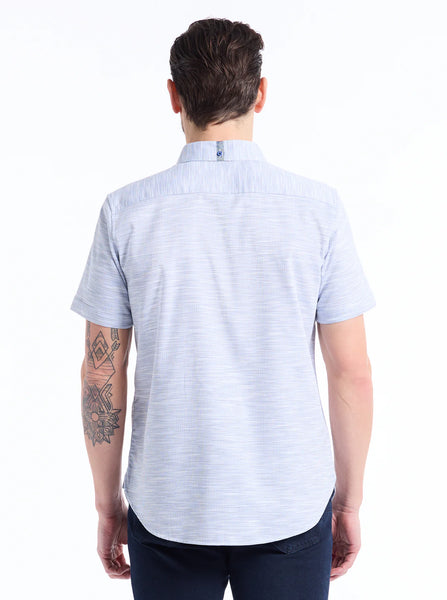 CASTRO SS WOVEN BUTTON UP - BLUE