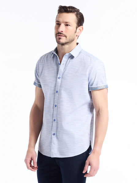 CASTRO SS WOVEN BUTTON UP - BLUE
