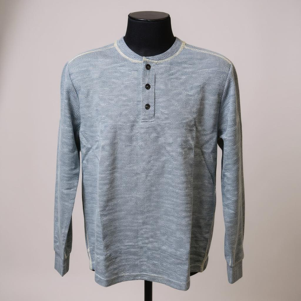 SUNDANCE WAFFLE LS HENLEY - BLUE