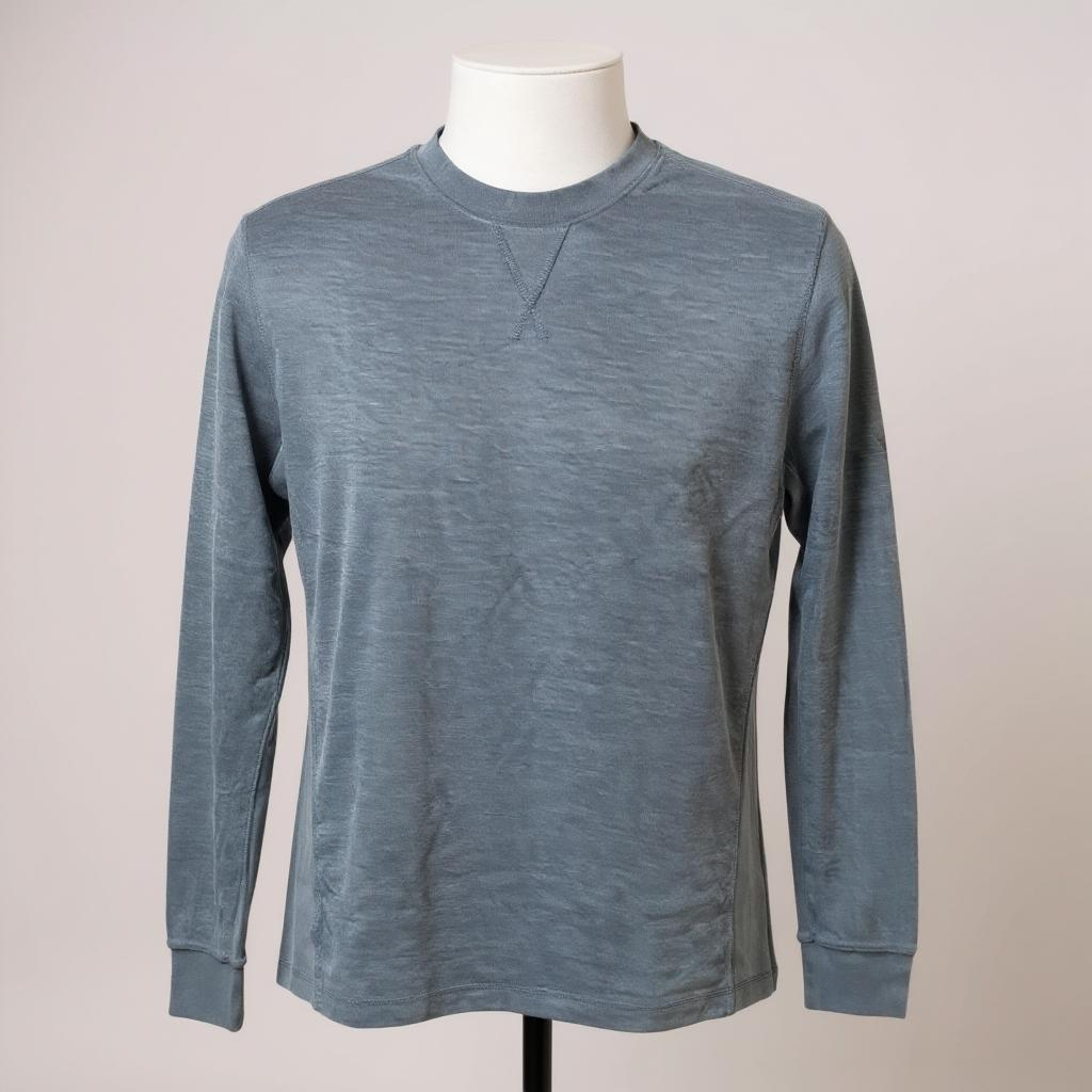 WAFFLE SLUB LS CREW - BLUE