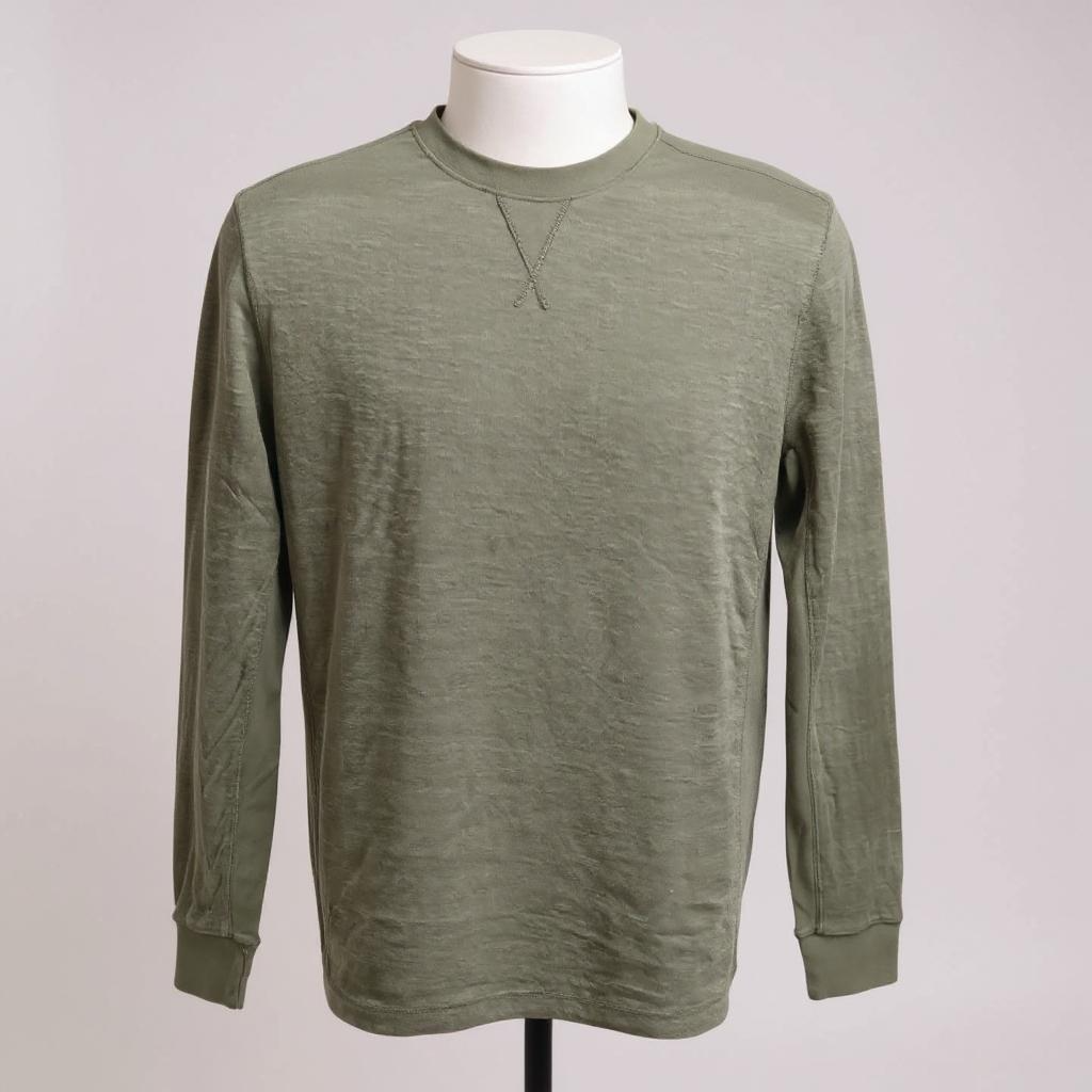 WAFFLE SLUB LS CREW - GREEN