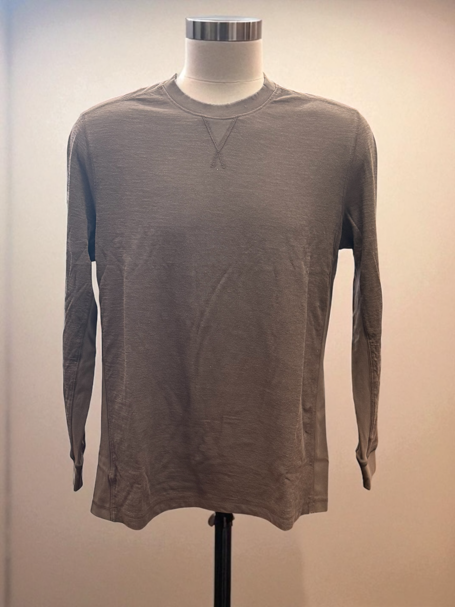 WAFFLE SLUB LS CREW - BROWN