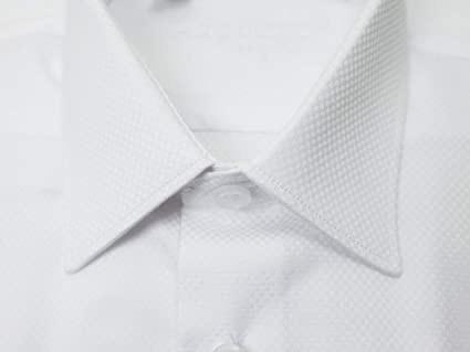 BOYS SLIM FIT BOX WEAVE DRESS SHIRT - WHITE