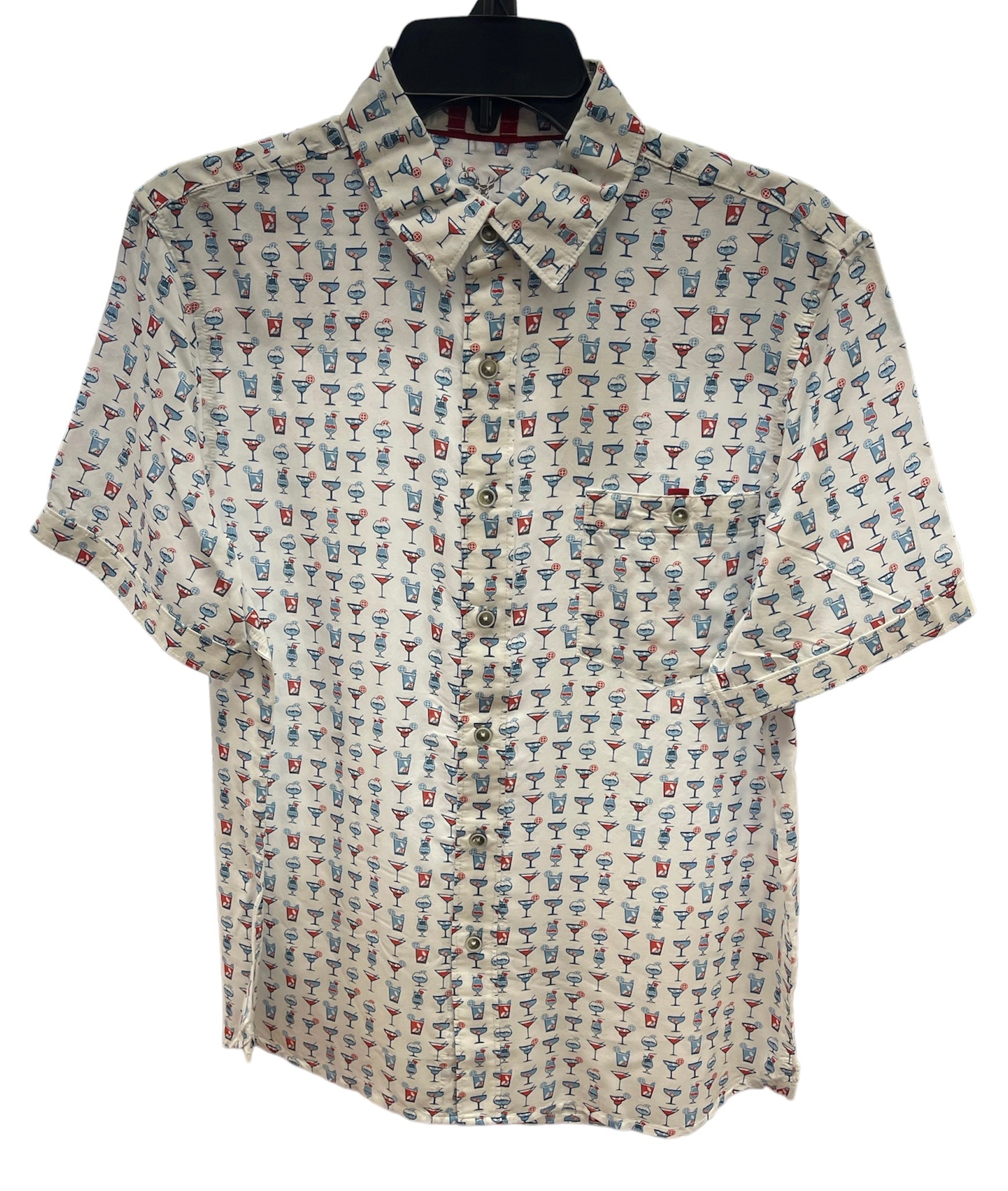 SS PRINT BUTTON UP - COCKTAIL