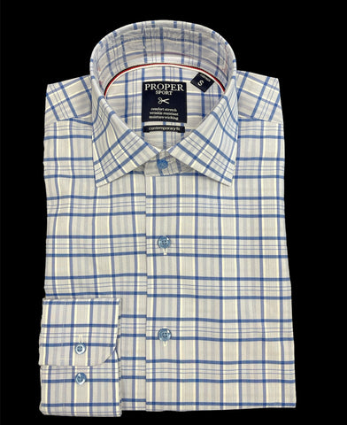 PROPER CONT FIT WINDOWPANE - BLUE/