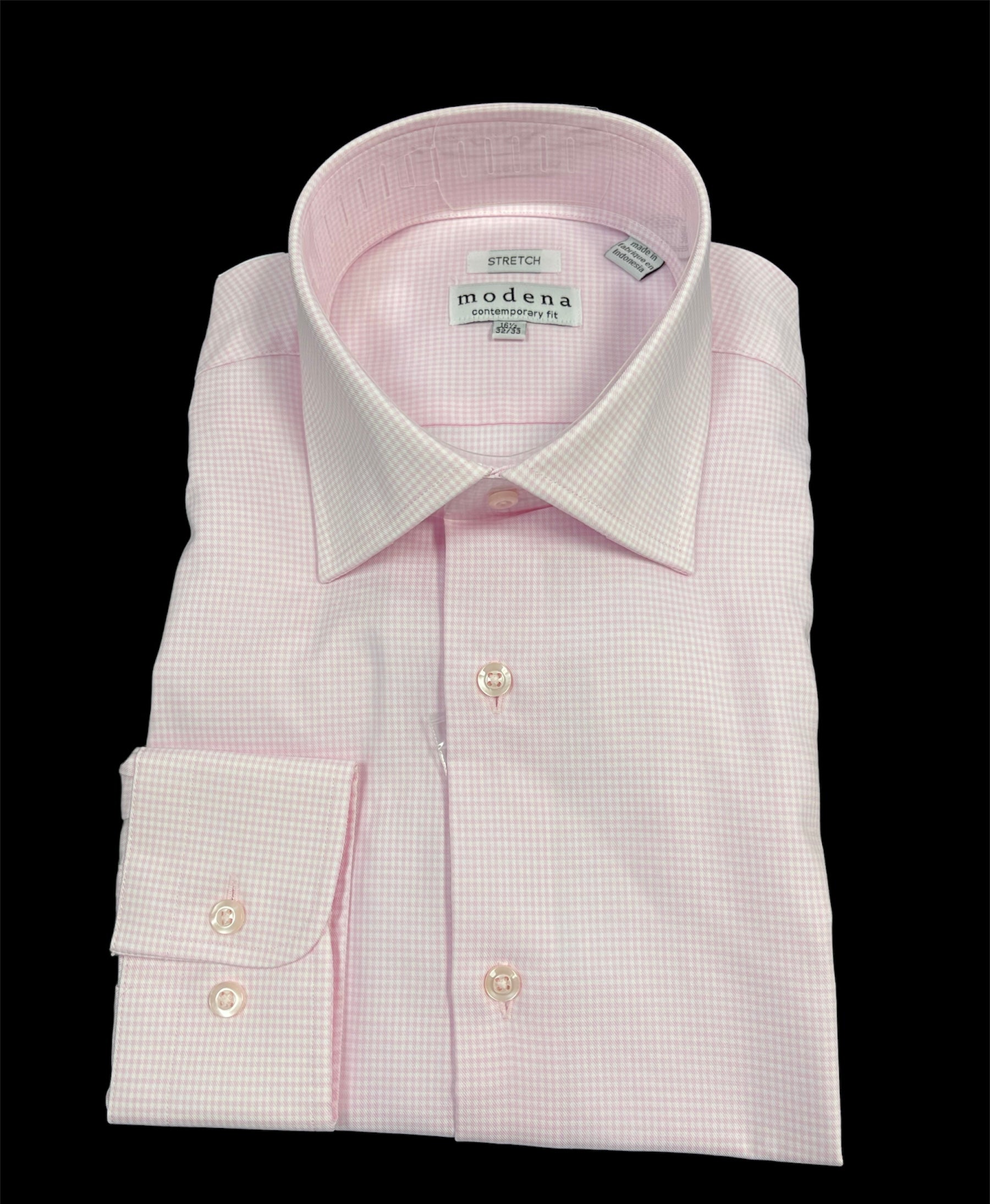 slim fit dress slacks Modena Contemporary Fit Dress Shirt: Green Mini Check Line Pattern 18.5 (34/35) main image 0
