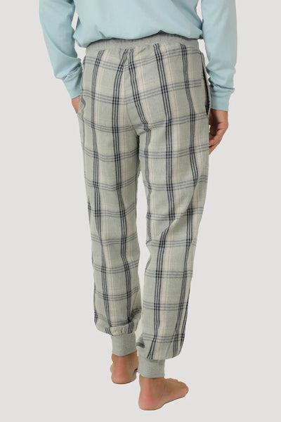 FLANNEL LOUNGE JOGGER - GRY/BLU