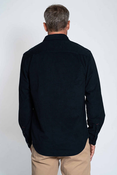 SUEDED LS CHECK SHIRT - NAVY